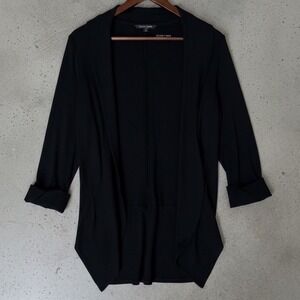 Eileen Fisher Stretch Viscose Open Shawl Cardigan in Black size Small